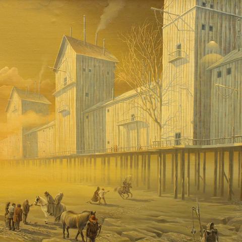 «Ковчег». 100х150. Холст, масло. «Осознанная тревога перед будущим. Хочется спастись, а получиться ли?»