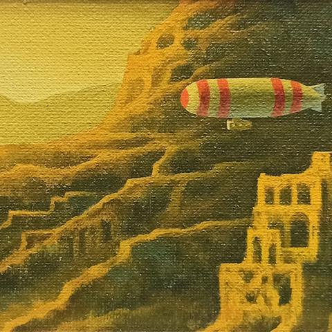 «Цеппелин». 11х20. Холст, масло. «Бескрайняя красота мироздания, воздушные потоки, свет…»