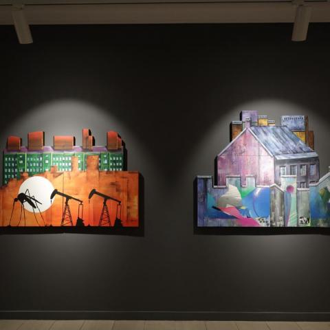 Работы Динары Хёртнагль в темном зале