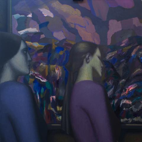 «В картине», холст, масло, 120х120, 2015,Акилов А.К.  